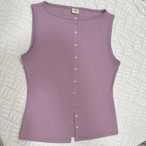 Abercrombie and Fitch Lavender Sleeveless Button-Down Shirt
